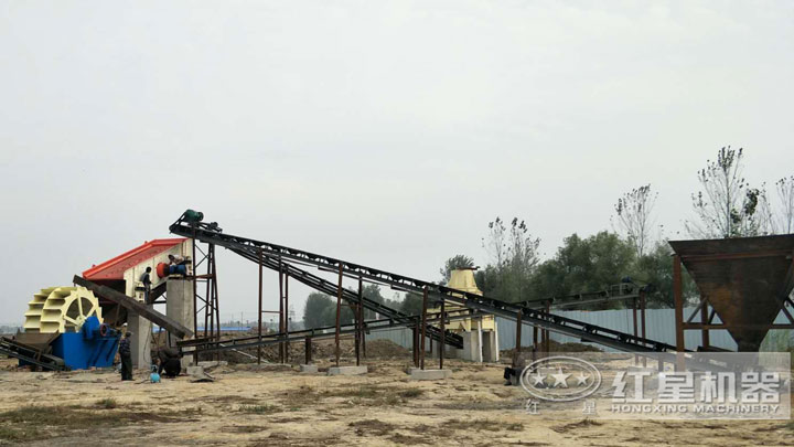 洗砂機(jī)搭配在生產(chǎn)線中，有效作業(yè)，清洗更干凈